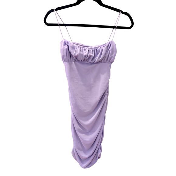 Princess Polly Earth Club Penney Mini Dress Purple Size 4 Ruched Eco Summer NWT - Picture 1 of 7